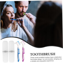 Set di spazzolino a doppia faccia per la pulizia di protesi dentarie e apparecchi ortodontici, mini kit portatile per l'igiene orale.