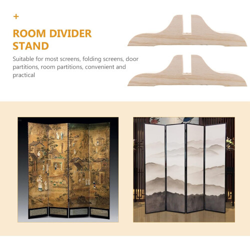 2 soportes divisores de pantalla para el hogar con base de madera. 2