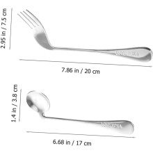 Set de 4 ustensile adaptive ușoare cu lingură și furculiță metalică pentru hrănire
