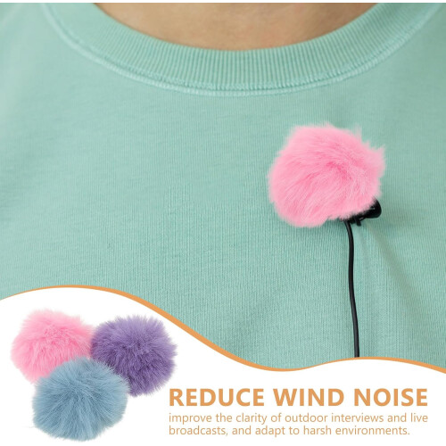 3pcs Soft Plush Windproof Mic Covers for 0.5-1.2cm Lavalier Lapel Microphones 2