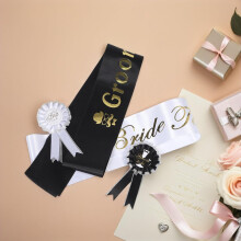 2er-Set Hochzeitscorsage Braut Bräutigam Spitze Abzeichen Schärpe Set Bequeme Party Accessoires f