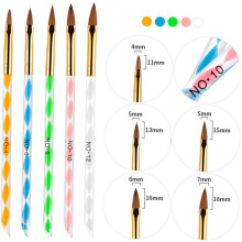 2 set di penna per nail art con cristalli, pennello per manicure, asta a spirale acrilica, strumenti per unghie