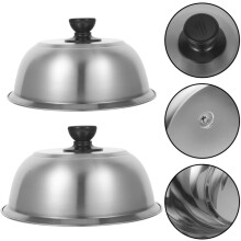 2 tapas de acero inoxidable para parrilla de carne de 20 cm y 22 cm, cubiertas para alimentos, cúpula para rociar, accesorios para ollas y sartenes