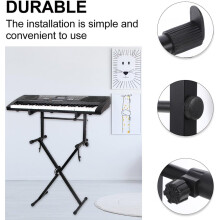 2 juegos de soportes dobles reforzados para teclados electrónicos para uso doméstico, material de hierro negro.
