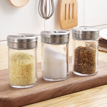 3pcs Pepper Shaker Spice Pot Condiment Bottles Classic Elegant Glass Stainless Steel Space Saving Easy