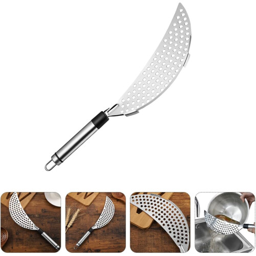2pcs Stainless Steel Strainer Pan Strainer with Smooth Surface Evenly Mesh Holes