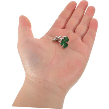 2pcs verde irlandês Shamrock par de botões de manguita para homens camisas de manguita francesa, acessório de traje Shamrock da sorte