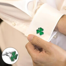 2 ks zelených manžetových gombíkov s írskym trojlístkom pre mužov, francúzske manžetové košele, doplnok ku kostýmu Lucky Shamrock