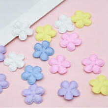 30 Stück 2 cm bunte Stoff-Blumen-Charm-Nähapplikationen für-Blau