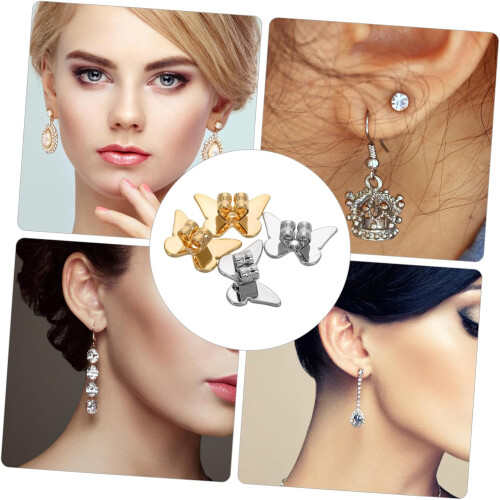4pcs Butterfly Clutch Earring Backs Flat Lockings with Earlobe Support 2