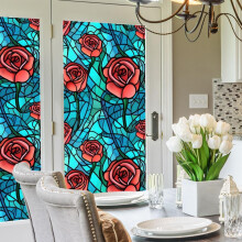 2 pellicole adesive per finestre con motivo floreale, per la privacy, effetto vetrata, in PVC.