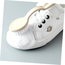 Sneakers Cleaner 2pcs Wooden Handle Shoe Brush for Bath Tub and Athletic Shoes Cleaning Beige Grey