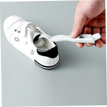 Sneakers Cleaner 2pcs Wooden Handle Shoe Brush for Bath Tub and Athletic Shoes Cleaning Beige Grey