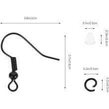 600Pcs Black Earring Hooks with Beads and Springs Metal Jewelry Making Findings
