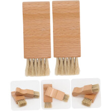 2pcs Shoe Brush Cleaner Mini Wood Brush Multipurpose Shoes Cleaning Polishing