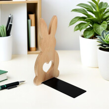 2 stuks houten konijnen boekensteunen, kleine konijntjes boekensteunen voor bureaudecoratie, functionele dierenboekensteunen