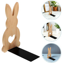 2pcs Coelho de madeira estante pequeno coelho livro termina para decoração de mesa funcional animal Bookends