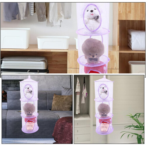 Hamac pour peluches (lot de 3), hamac multicouche en polyester pliable, design en maille. 2