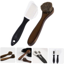 2 buc perie de lustruit pantofi kit de curățare a pantofilor perie de lustruit eficientă cu mâner din lemn perie cu peri