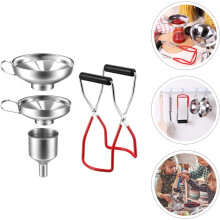 4 Pcs Kitchen Funnels Canning Funnel Stainless Steel Anti-Slip Filling Bottles Silver for Home Dining Room