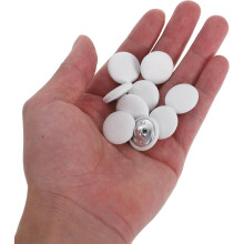 30 Stück weiße, stoffbezogene Metallknöpfe mit Schaft, 20 mm runde Nähknöpfe