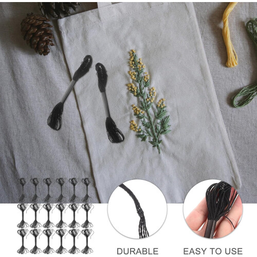 30pcs Black Embroidery Thread 8m Polyester Sewing Floss Multi-Function Cuttable Thread