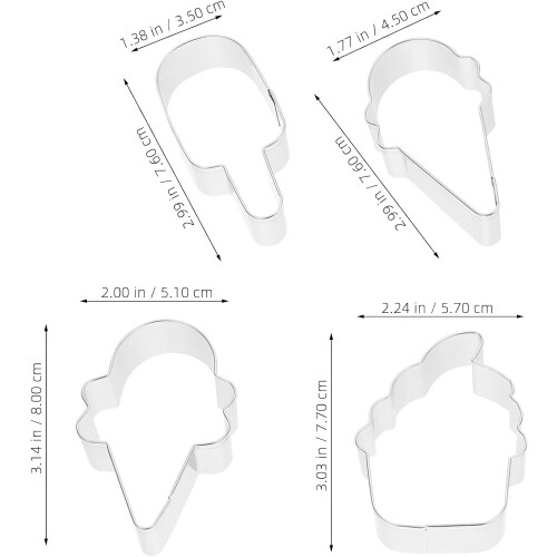 4pcs Stainless Steel Ice Cream Shape Cookie Molds DIY Biscuit Cutters Baking Tools Set 1