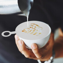 Kaffedekorationsschabloner med återanvändbara spraymallar, 4 st. i rostfritt stål, förhöjer det visuella intrycket