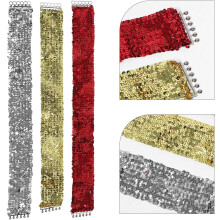 3er-Set blinkende Gürteltaschen mit Glitzerpailletten, Metallschnalle, breit, Disco-Stil