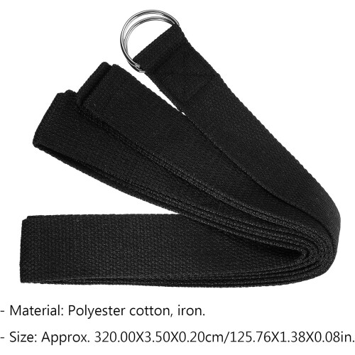 Αθλητικό λουράκι γιόγκα 2M μαύρο, για προπόνηση, σχοινί τεντώματος 1
