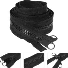 Verlängerbare, doppelseitige Harz-Zeltreißverschlüsse, schwarz, 200 cm, 2 Stück, für Outdoor-Nähzubehör, Schneidertasche