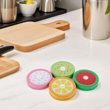 24 tapas para conservas con diseño de frutas, tapas para tarros Mason de boca regular con orificio para pajita.
