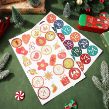 25 Blatt Weihnachtsbeutel-Aufkleber zum Verschließen von Beuteln mit weißen und bunten Zahlenmotiven