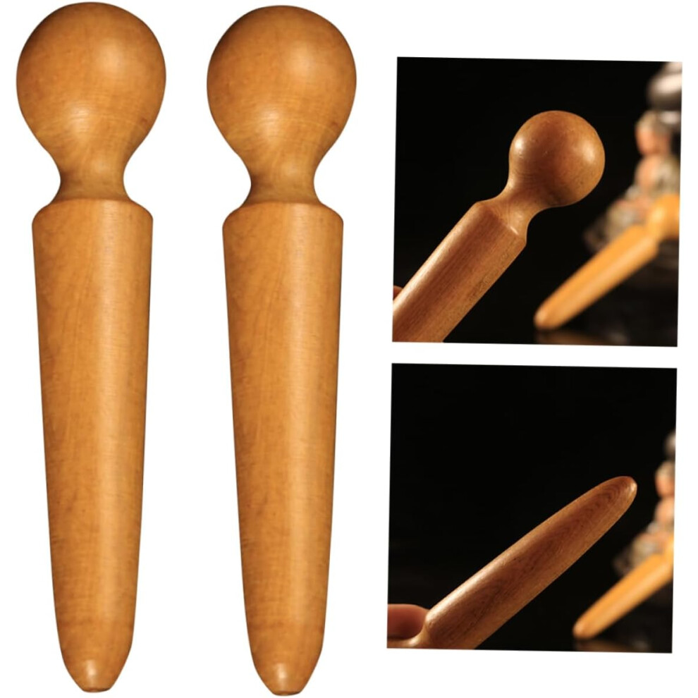 Hkhbjs 2Pcs Wooden Massager Bullet Massaging Stick Natural Wood Body Massage Tool
