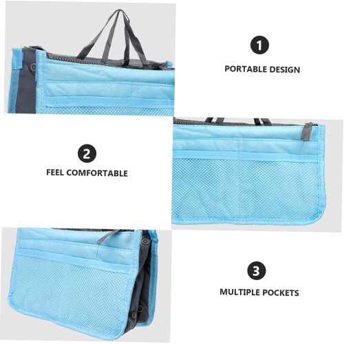 3pcs Portable Handbag Foldable Large Capacity Double Zipper Wash Bag 2