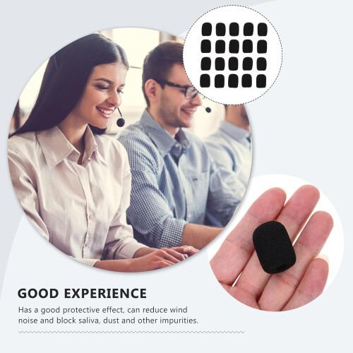 20pcs Covers for Lapel Mic Sponge Microphone Windshield Black Easy to Put and Remove Reduce Wind Noise