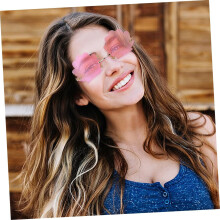 Gafas de sol sin montura con forma de concha y montura dorada (paquete de 3) para mujer, ideales para fiestas.