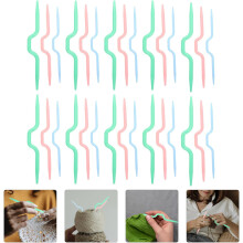 30pcs Plastic Crochet Needles Set, 3pcs Bent Yarn Knitting Tools for DIY Handmade Weaving