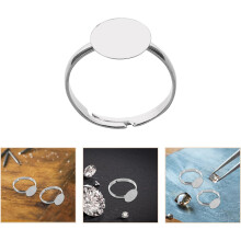 20 bases planas ajustables para anillos, plateadas, para hacer joyas DIY, accesorios de metal para manualidades y anillos.