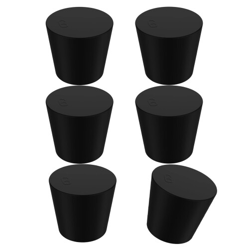 Set of 6 Multipurpose Black Tapered Rubber Stoppers Stable