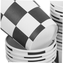 30 Stück 250 ml Pappbecher für Rennpartys mit schwarz-weiß kariertem Design