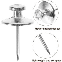 30 Stück Metall-Reißzwecken, silberfarben, flacher Kopf, für Korktafeln, Schreibtischzubehör