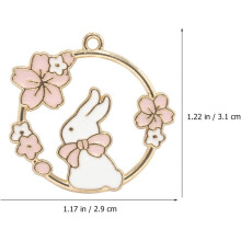 20 Stück rosafarbene Anhänger mit Katzen- und Hasenmotiven aus Metalllegierung und Blumenmotiven zum Selbermachen von Schmuck und Bastelzubehör