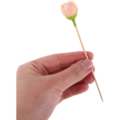 30pcs Disposable Rose Bud Fruit Toothpicks Decorative Cocktail Picks