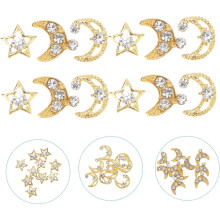 30 décorations métalliques pour ongles, breloques en forme d'étoile pour nail art et ornements en strass