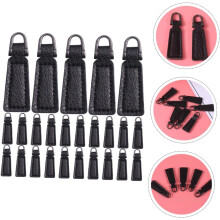 25pcs Black PU Leather Zipper Puller Tabs for Bags and Clothing, Universal Detachable Zipper