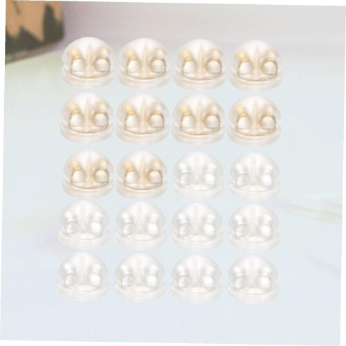 Brass Silicone Earring Backs 20pcs (golden Silver, 10 Each) Hypoallergenic Ear Stoppers Replacement
