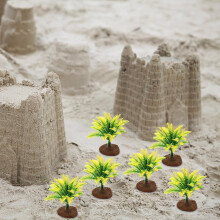 20pcs Miniature Fake Iron Tree Models for DIY Crafts, 5cm Lifelike Mini Plants in Yellow-Green and Green