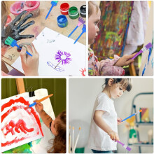Set de 30 de pensule de pictură cu burete pentru copii, instrumente de desen cu burete DIY pentru copii, consumabile de artă și meșteșuguri