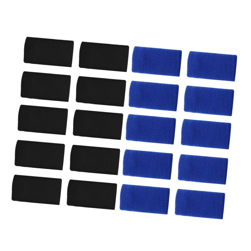 Hkhbjs Nylon Finger Protector And Elastic Thumb Braces 20Pcs (10 Black + 10 Blue)